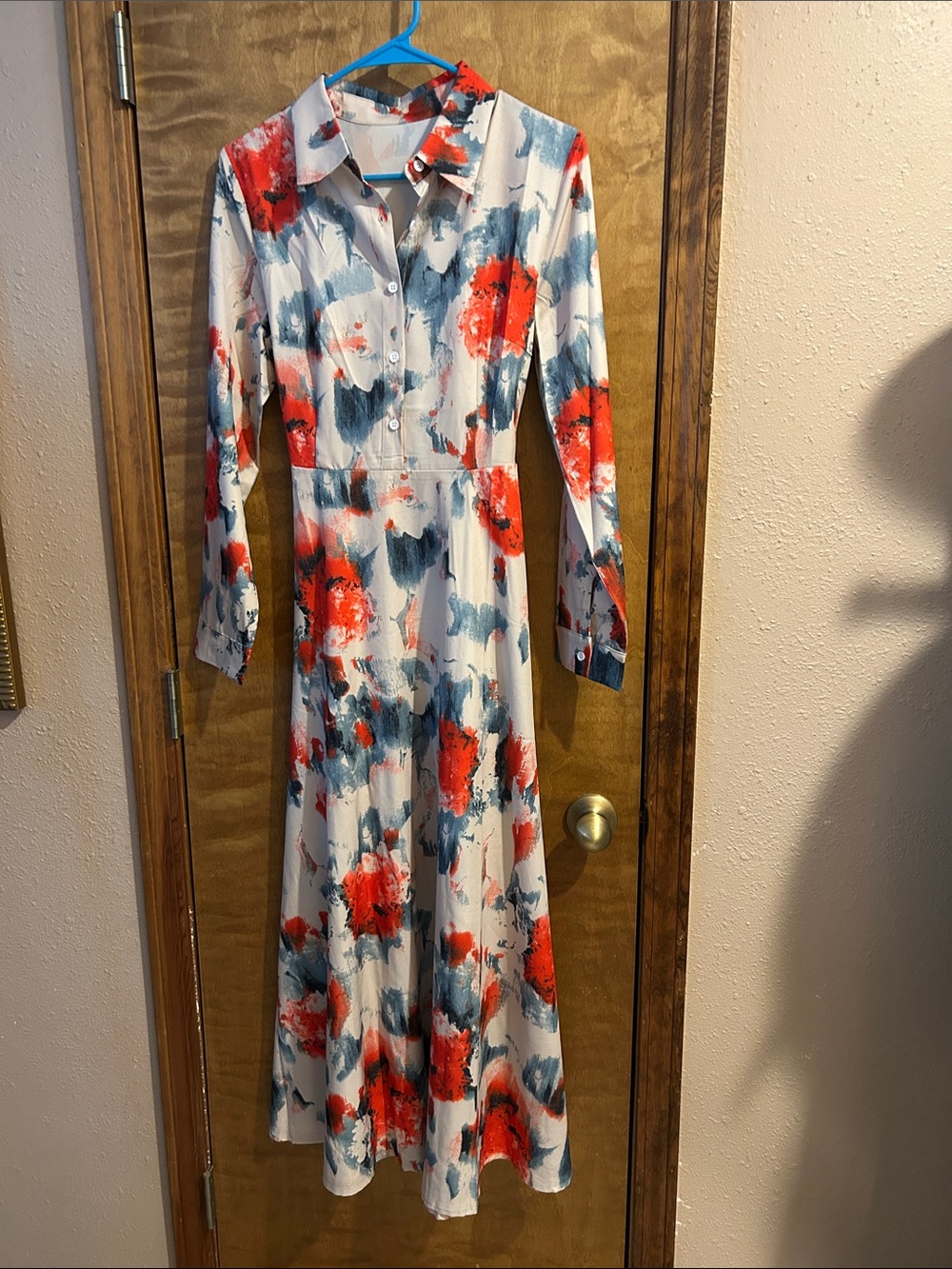 White Floral Brushstroke Shirt Dress - Excellent Condition